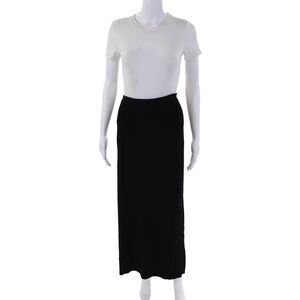 Ischiko Womens Casual Elastic Waist Basic Maxi Skirt Solid Black Size 12